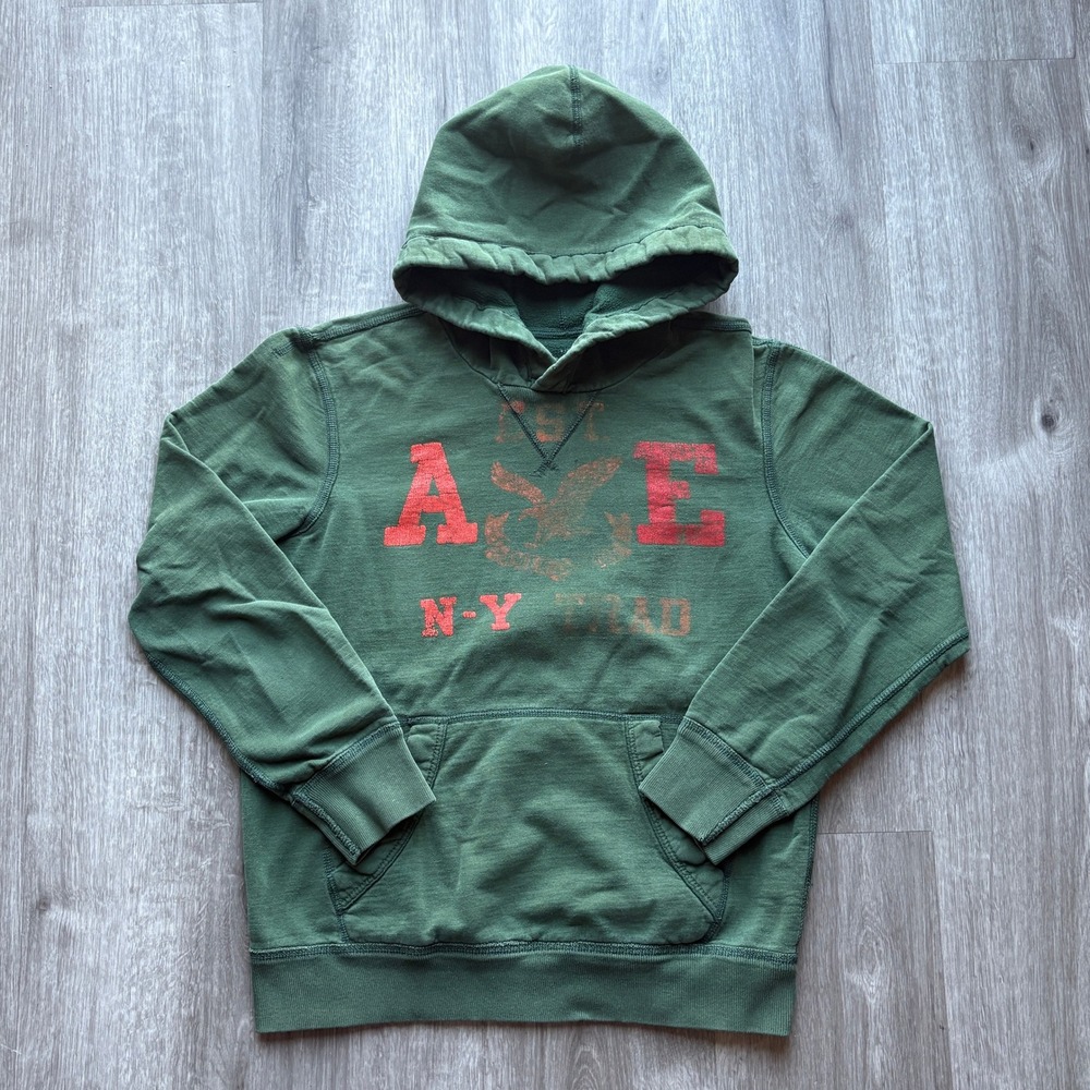 American Eagle Outfitters Mens S P Green Graphic Hoodie Pullover